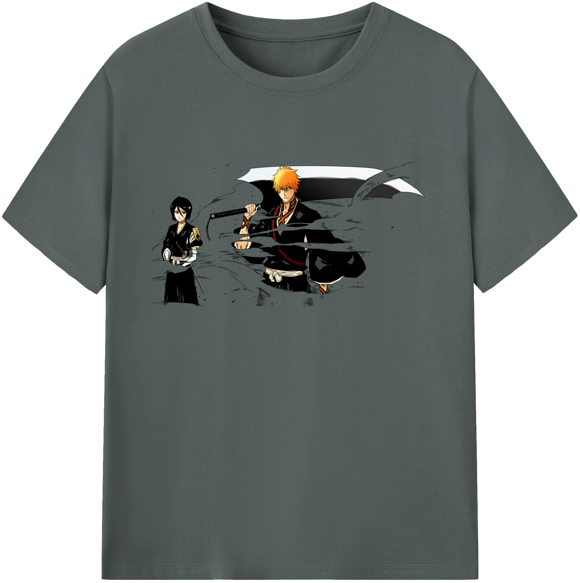 （画像用） ブリーチ 黒崎一護（くろさき いちご）BLEACH Kurosaki Ichigo 綿100％ メンズ半袖Tシャツ｜肌触りやわらか＆通気性
